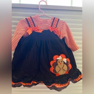 Rare Editions Thanksgiving Striped Dress  Polka Dot Details